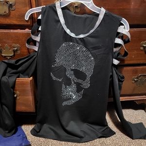 Skeleton silver beaded shirt